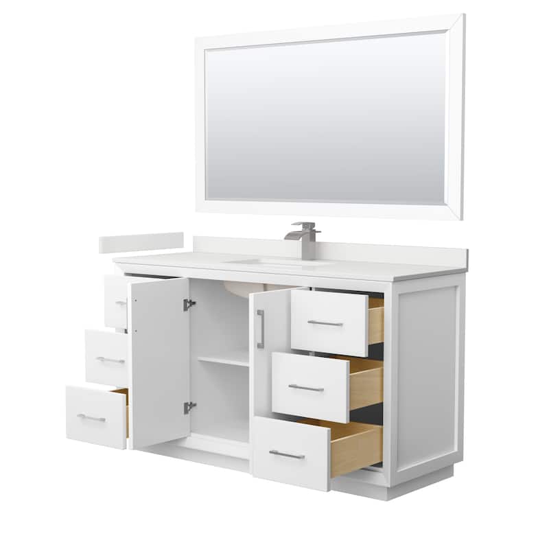 Strada 60-inch Single Vanity, Quartz Top, 58-inch Mirror