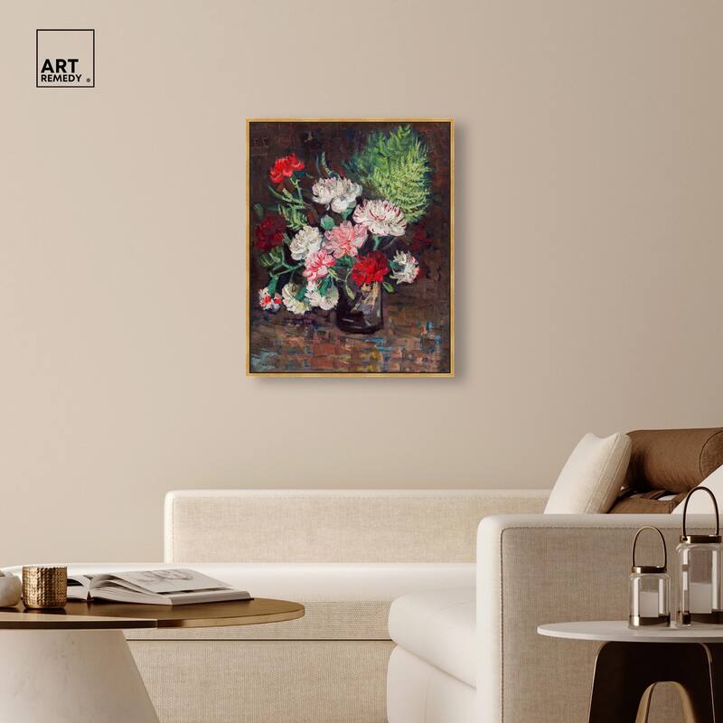 Vase with Carnations Canvas by Art Remedy