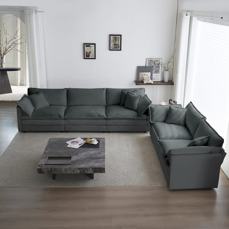 Cloud Chenille Upholstered Modular Sectional Sofa with DIY Combination Design