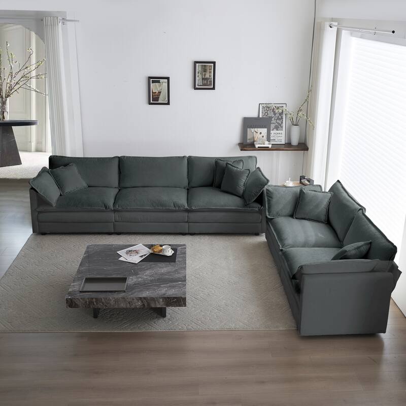GDFStudio - Eldridson Chenille 2 Seater Sofa and 3 Seater Sofa Set - Gray