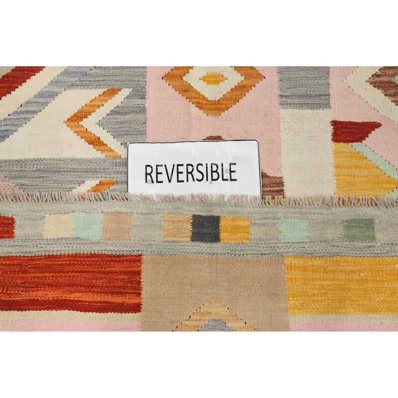 Hand Woven Oriental 100% Wool Carpet Southwestern Tribal Multi-Colored Kilim Area Rug - 8' 10'' X 5' 10''