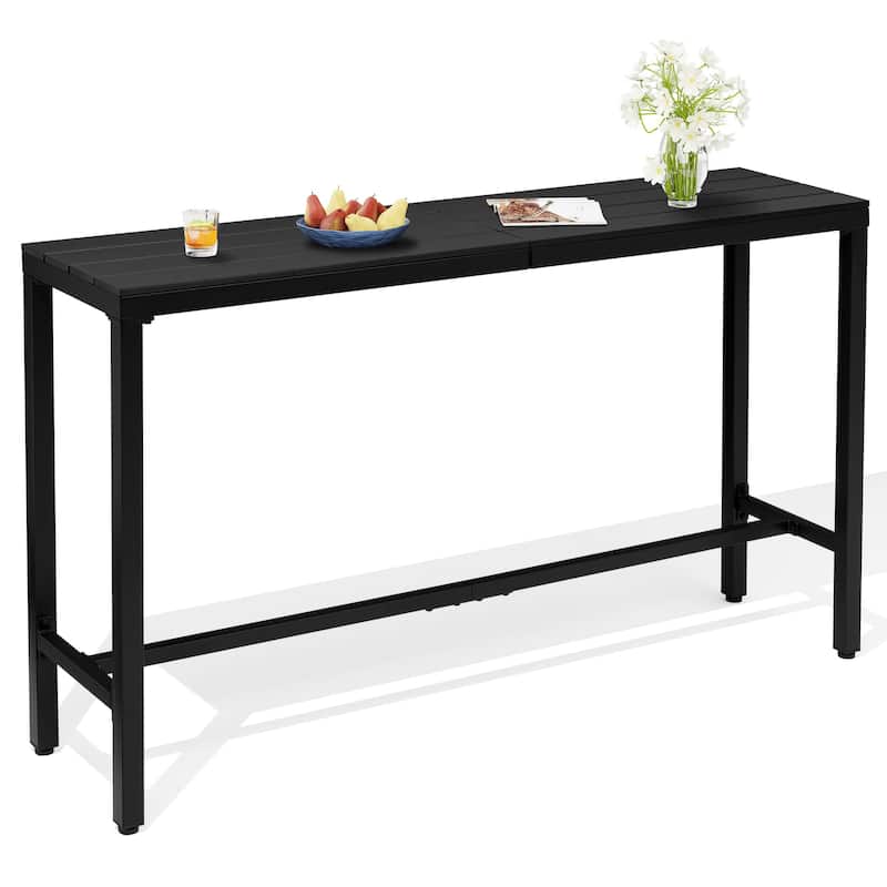 Crestlive Products Patio Outdoor Bar Table Rectangle Pub Table - Black - 63 inches long