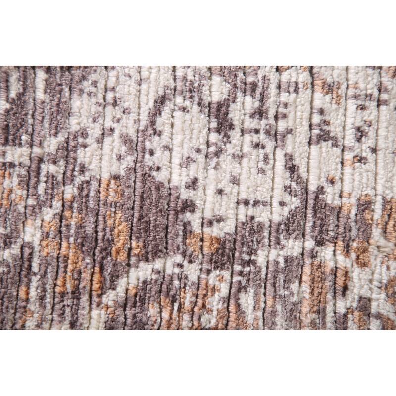 Striped Abstract Accent Rug Handmade Wool Carpet - 4'0"x 5'10"