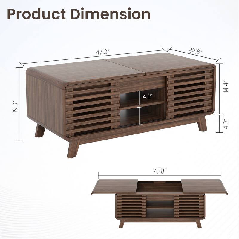 Pocassy Coffee Table with Hidden Compartment for Home