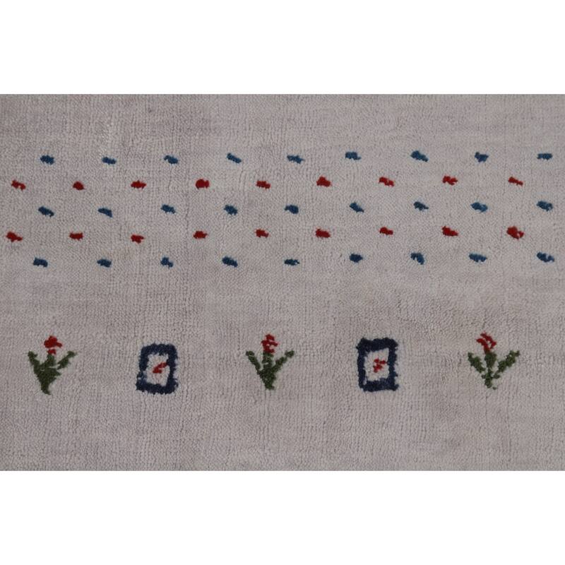 Silver Gray Gabbeh Oriental Area Rug Hand-Knotted Wool Carpet - 7'9" x 9'10"