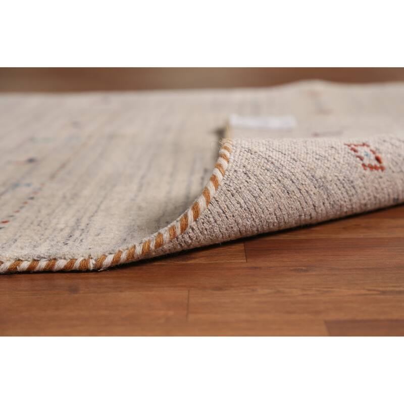 Hand Knotted Oriental 100% Wool Carpet Tribal Animal Pictorial Beige & Ivories Gabbeh Area Rug - 7' 9'' X 5' 0''