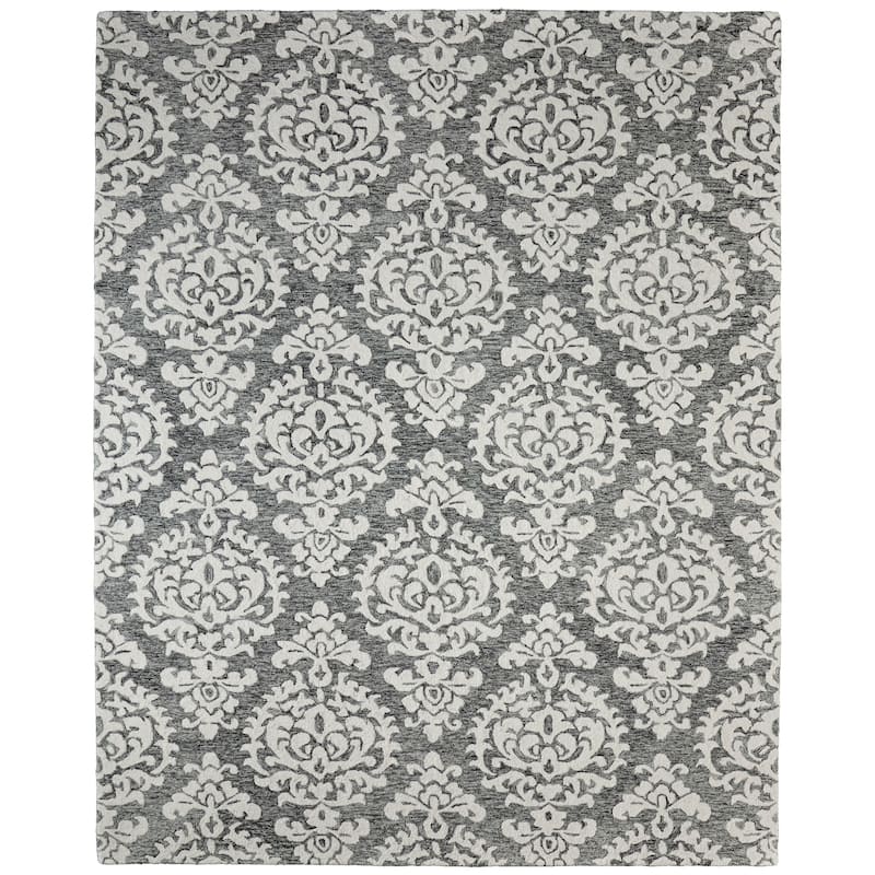Natal R8A26 Floral & Botanical Traditional Area Rug - 5' x 8' - Gray/Ivory/Black