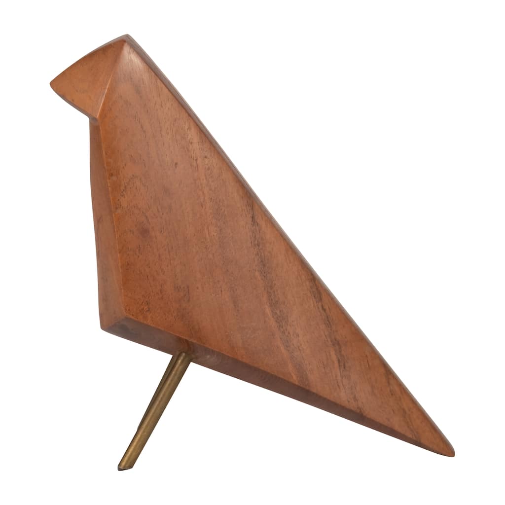 Sagebrook Home Wood, Standing Bird, Brown, Novelty, Solid Color