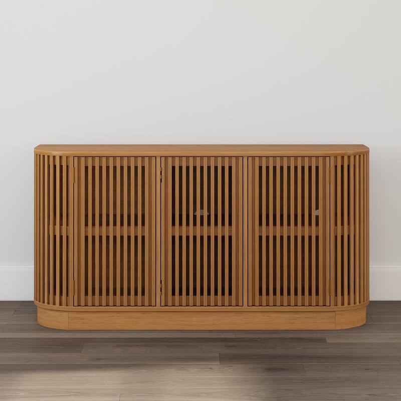 Plank and Beam Contour Curved 3-Door Sideboard/TV Stand