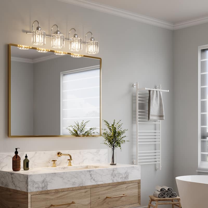 ExBrite Modern Rose Gold 1/2/3/4/5-light Bathroom Dimmable Crystal Vanity Lights Wall Sconces