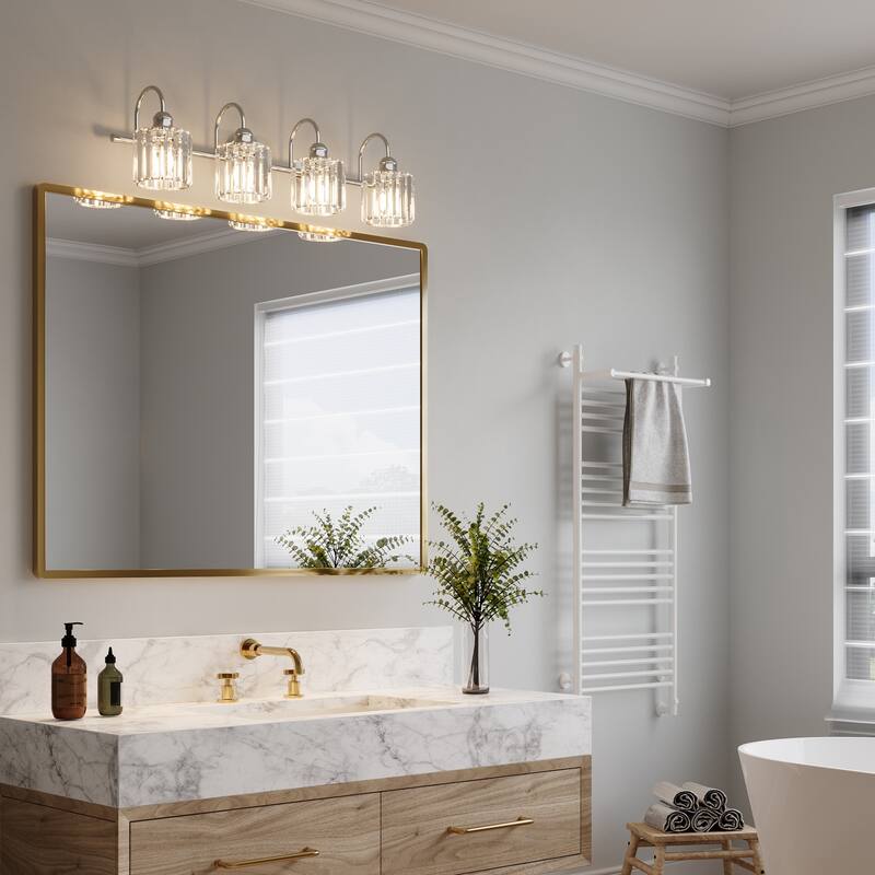 ExBrite Modern Rose Gold Dimmable Bathroom Crystal Vanity Lights