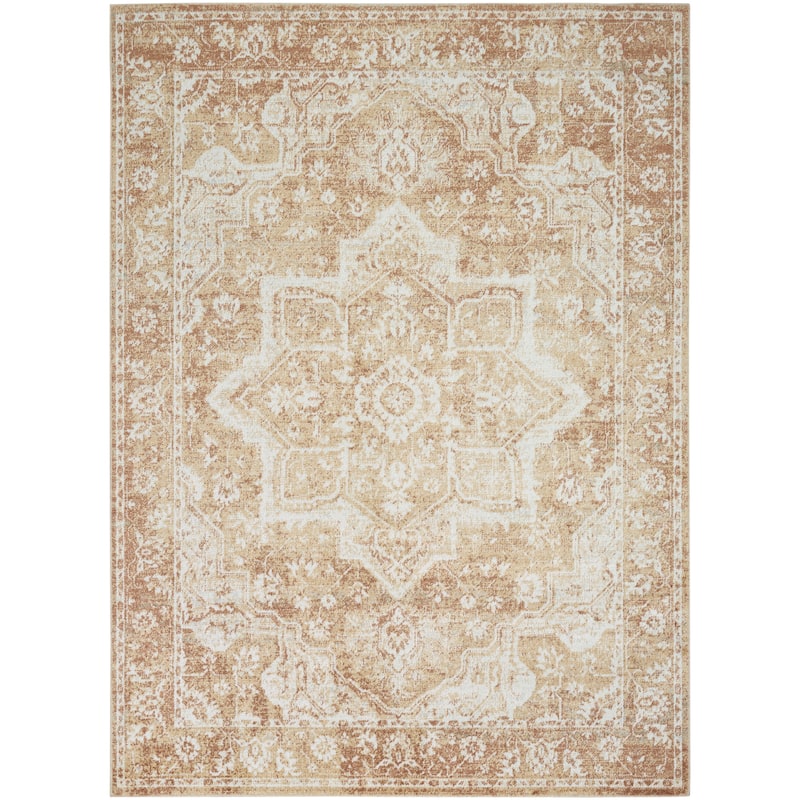 Nourison Astra Machine Washable Distressed Area Rug - 6' 7" x 9' - Rust