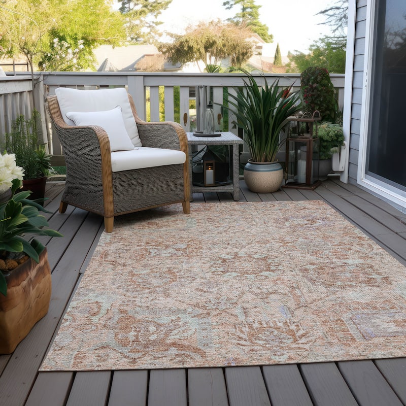 Machine Washable Indoor/ Outdoor Vintage Traditional Chantille Rug