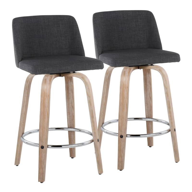 Carson Carrington Vallberga 26" Fixed-Height Counter Stool With Whitewashed Wood Base (Set of 2)