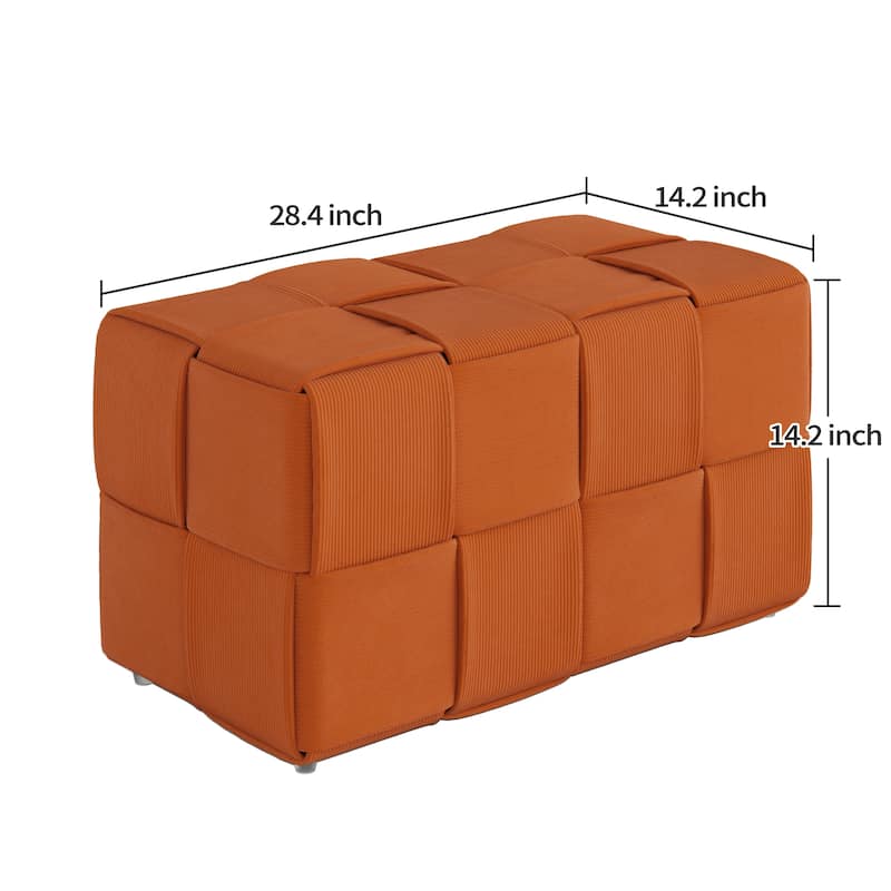 Ottoman Foot Rest Soft and Comfortable Ottoman Square Corduroy Woven Design Sofa Stool