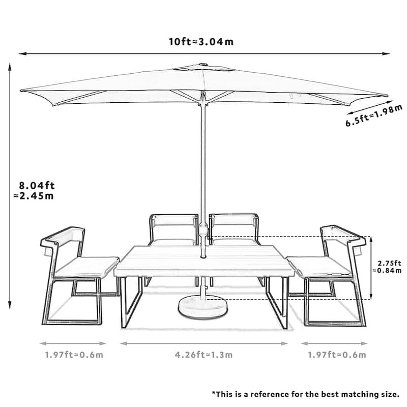 Maypex 10 X 6.5 Feet Rectangular Market Umbrella