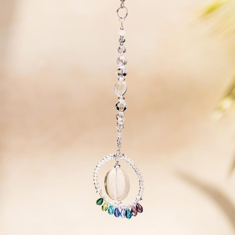Novica Handmade Mystic Peace Ring Crystal And Glass Beaded Suncatcher