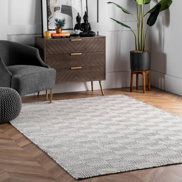 slide 1 of 59, nuLOOM Handmade Concentric Diamond Trellis Wool/Cotton Area Rug 10' x 14' - Ivory