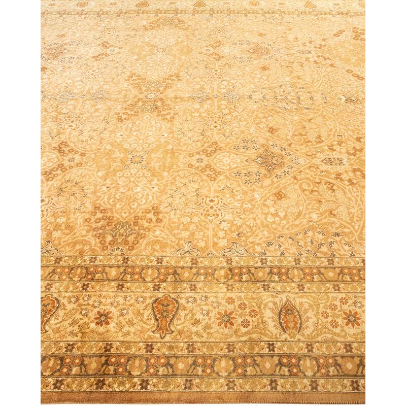 Overton Hand Knotted Wool Vintage Inspired Traditional Mogul Yellow Area Rug - 12 x 15+