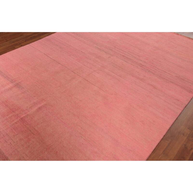 Pink Modern Gabbeh Oriental Area Rug Hand-Knotted Wool Carpet - 6'4" x 9'7"