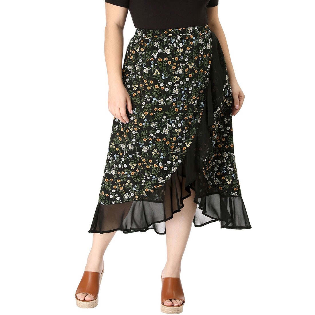 ruffle wrap skirt midi