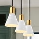 preview thumbnail 1 of 15, JONATHAN Y Watts Mid-Century Modern Iron LED Pendant 3-Light - White/Brass Gold
