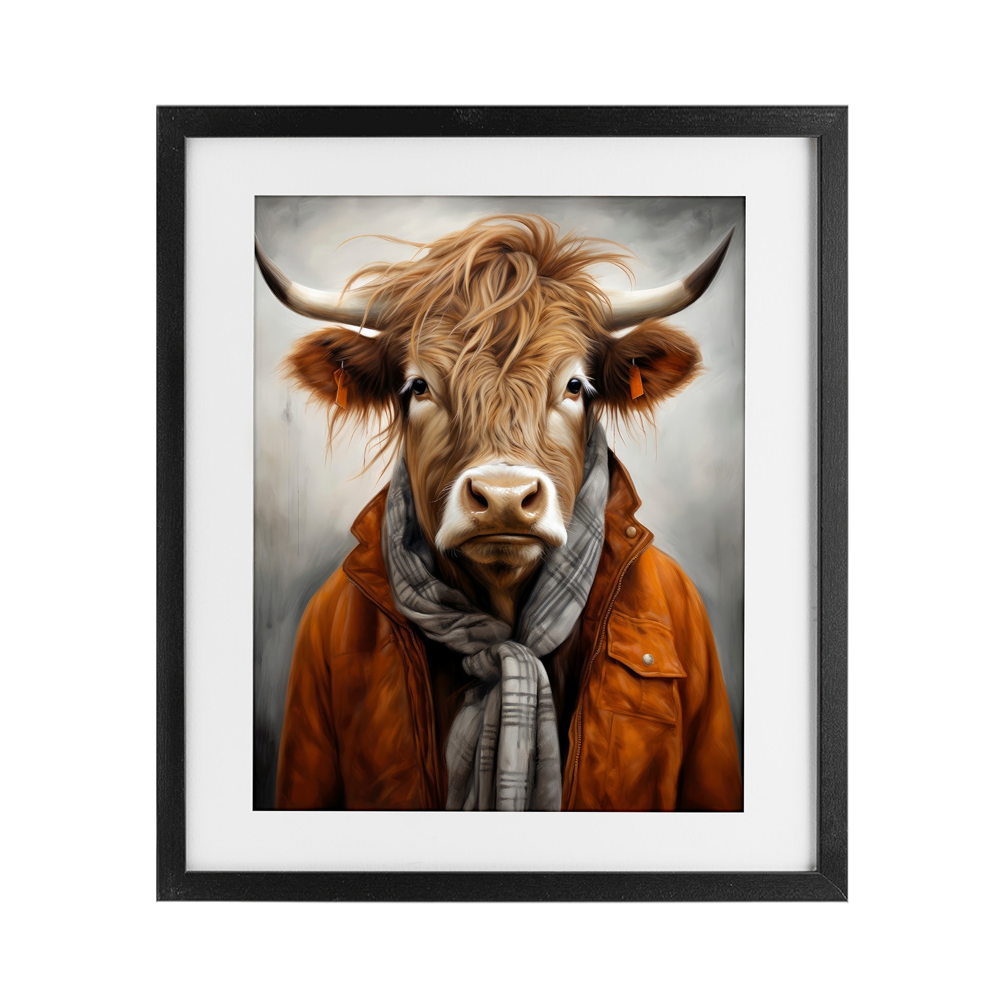 Stupell Buster Bull Horn Portrait Under Glass Framed Design By Ray Powers