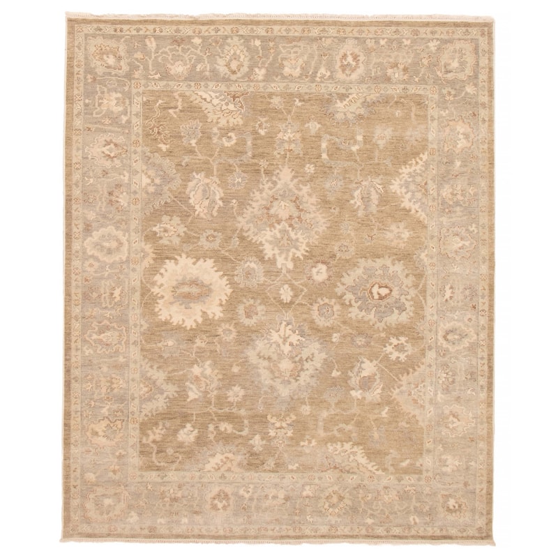 ECARPETGALLERY Hand-knotted Oushak Olive Wool Rug - 8'0 x 9'10 - Olive - 8'0 x 9'10