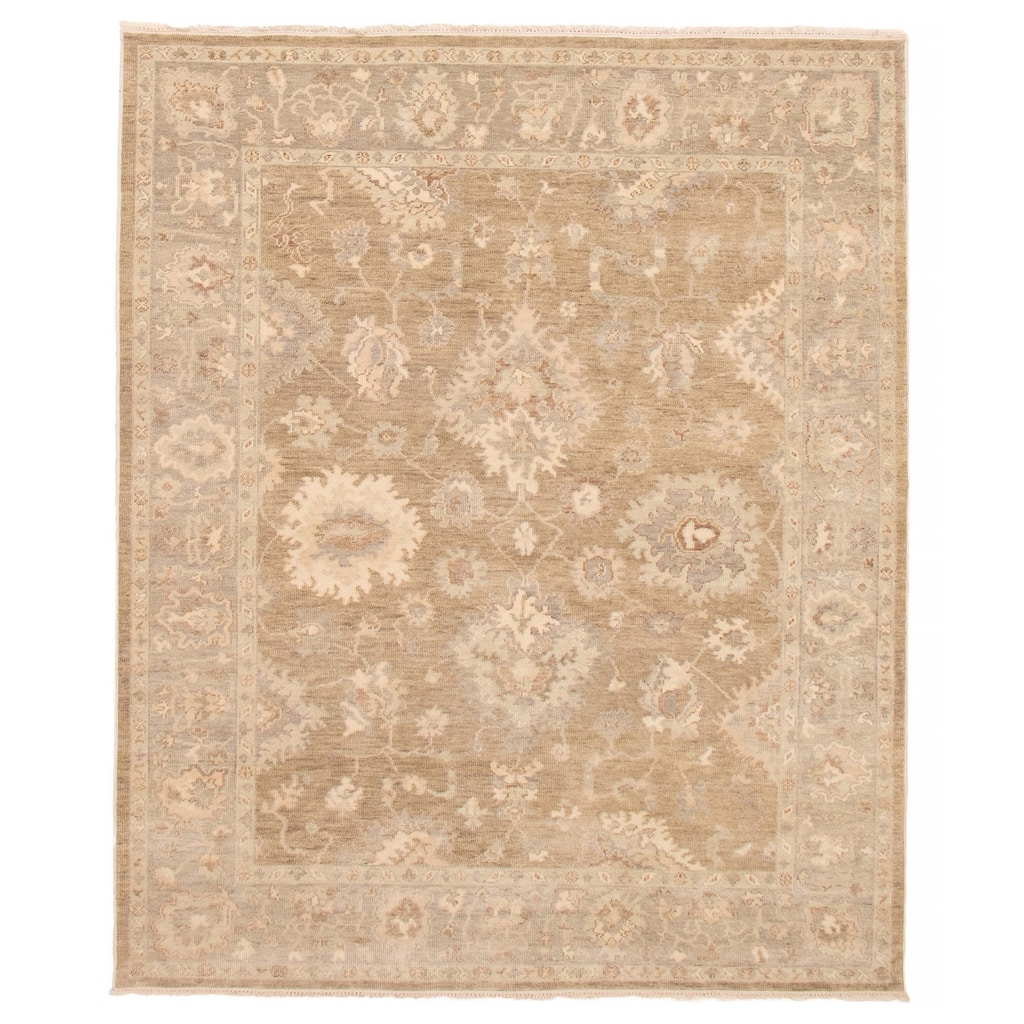 ECARPETGALLERY Hand-knotted Oushak Olive Wool Rug - 8'0 x 9'10