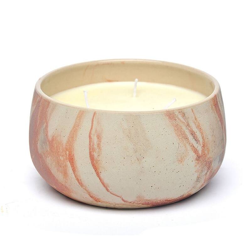 Three Wick 24 oz Marbled Floral Scented Candle