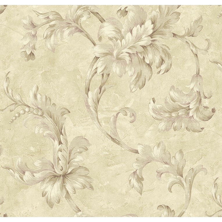 Seabrook Design Apollo Leaf Scroll Unpasted Wallpaper