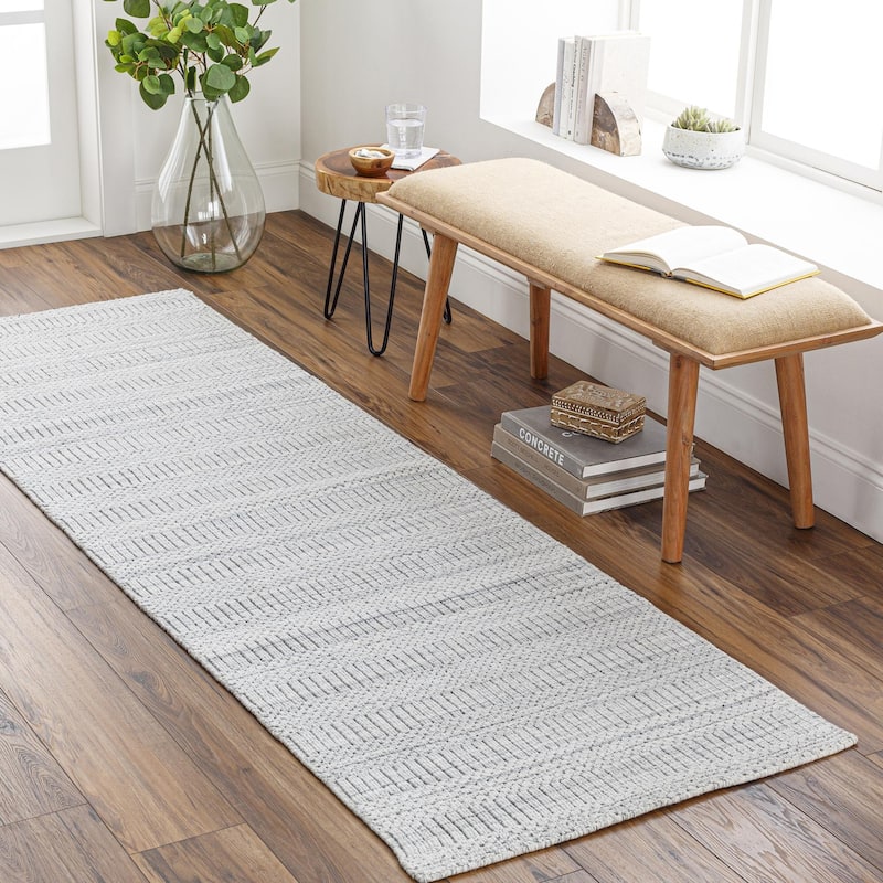 Stellaluna Minimalist Stripe Area Rug - 2'6" x 8' - Light Gray