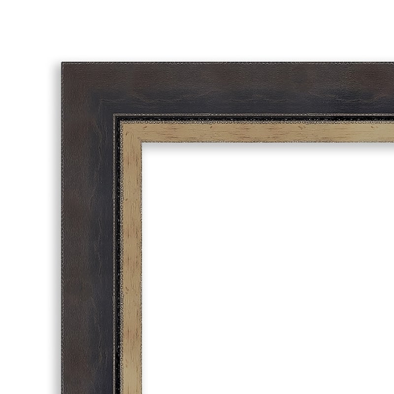 Hammered Charcoal Tan Non-Beveled Wood Framed Full-Length On the Door Mirror - Hammered Charcoal Tan - Glass Size 14x48
