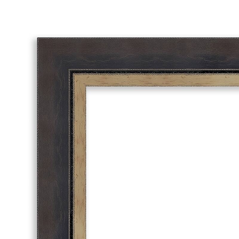 Hammered Charcoal Tan Wood Framed Natural Corkboard Bulletin Board