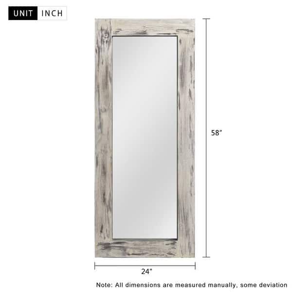 dimension image slide 2 of 6, Rustic Wood Freestanding Full-length Floor Mirror