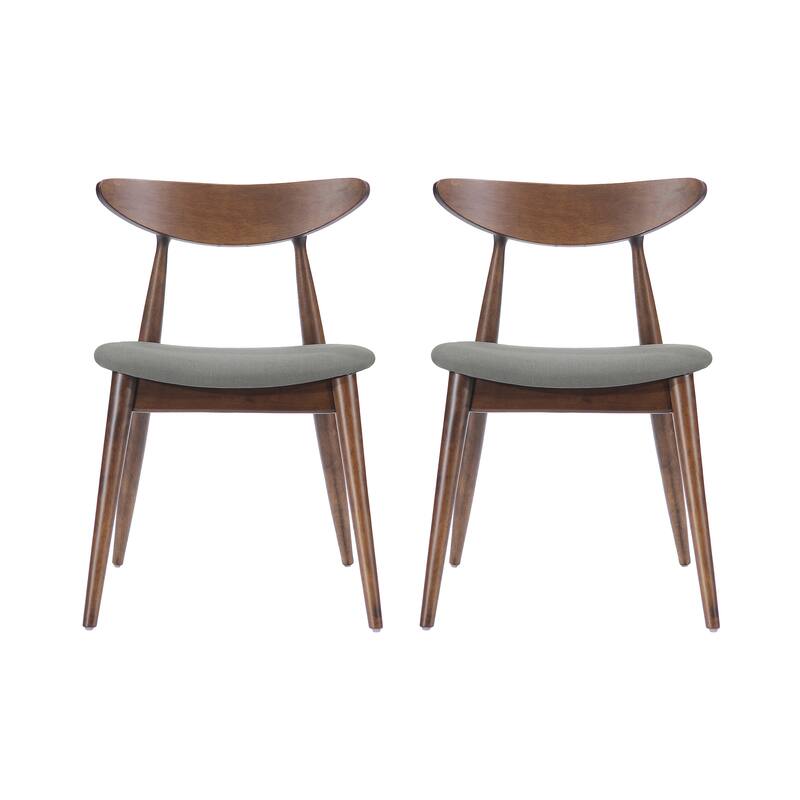Set of 2 Retro Rubberwood Chairs with Ergonomic Back & Plush Cushions