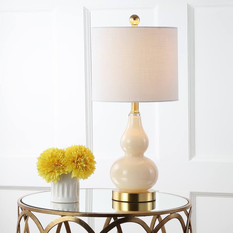 Anya 20.5" Mini Glass LED Table Lamp, Gray by JONATHAN Y