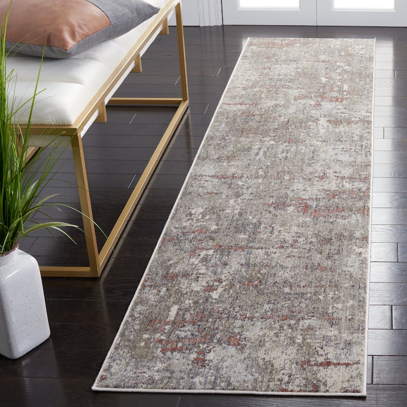 SAFAVIEH History Gisella Modern Rug - 2' x 8' Runner - Light Grey/Terracotta