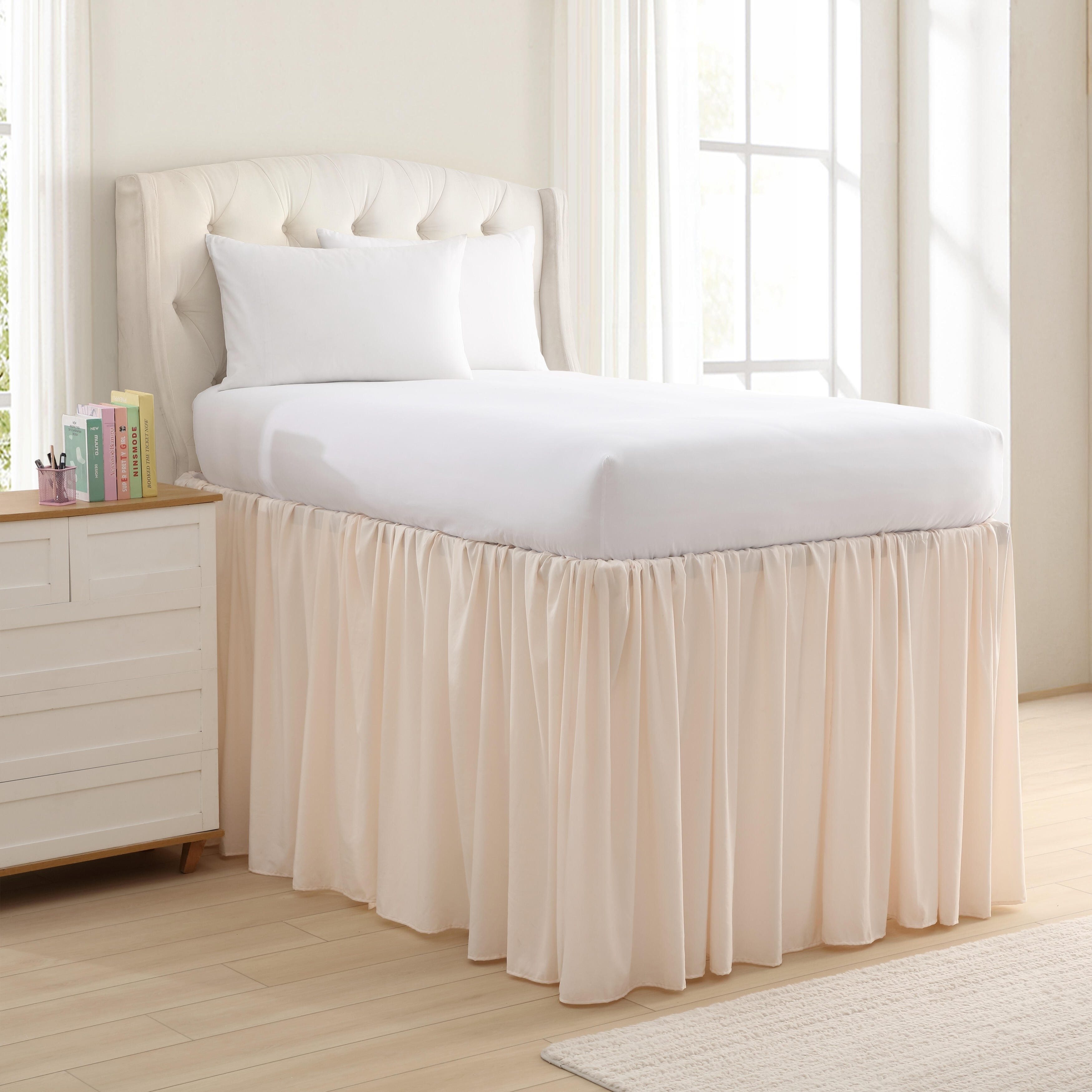 Laura Ashley Washed Solid Dorm Bedskirt