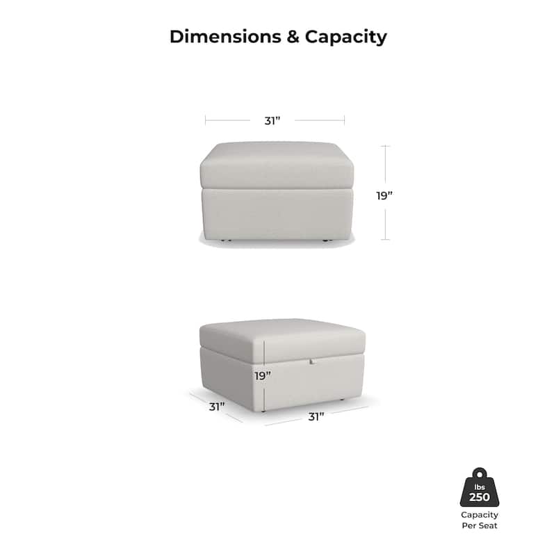 Flex Taupe Fabric Ottoman with Storage