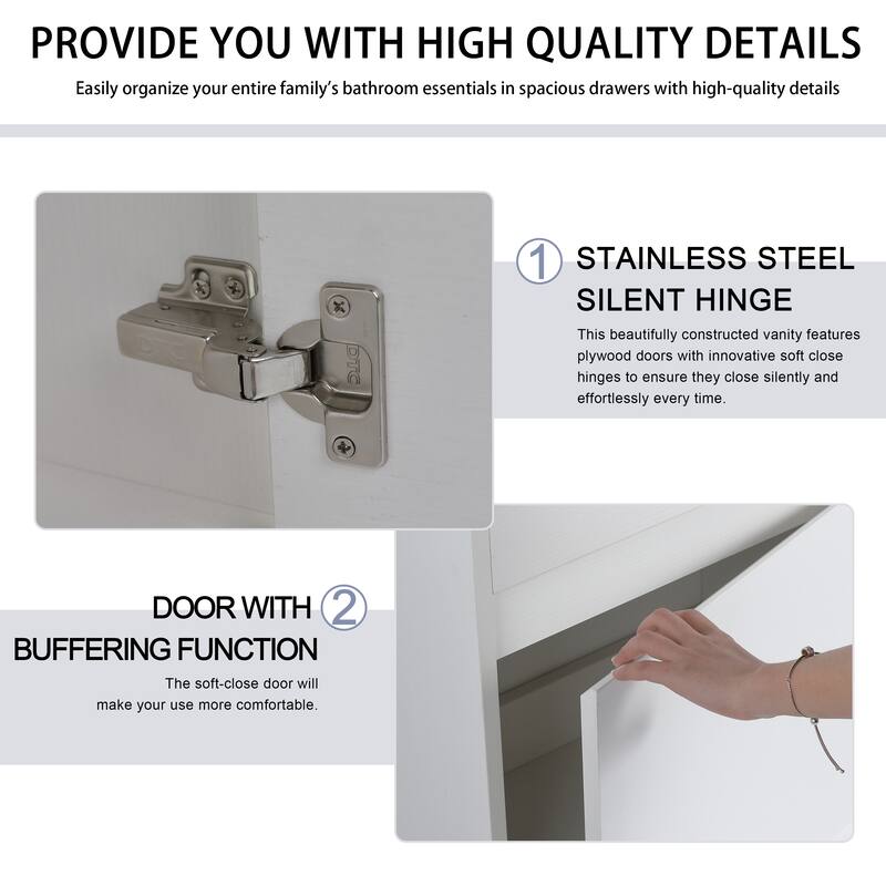 Malwee 18" Floating Bathroom Vanity, Mini Wall Mounted Bathroom Vanity, Single with Resin Sink and Soft Close Door