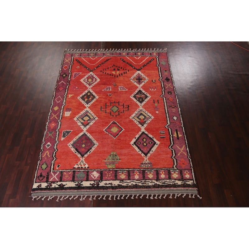 Tribal Oriental Moroccan Dining Room Area Rug Wool Hand-knotted Carpet - 8'0" x 11'0"