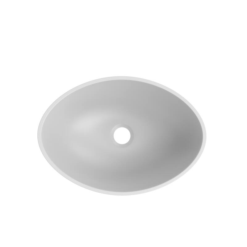 19 inch Stonelle Matte White Solid Surface Round Oval Vessel Sink