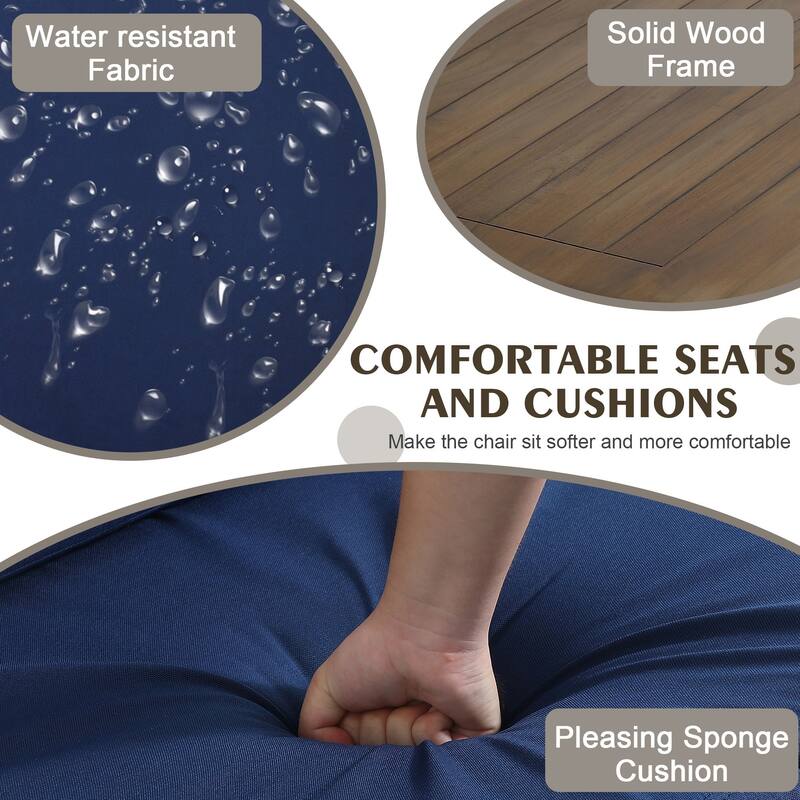 Outdoor Wood Cushion Loveseat with Side Table