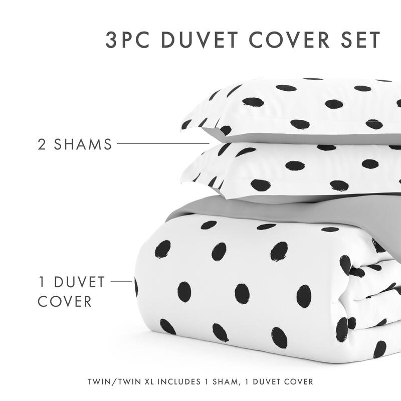 Becky Cameron Painted Polkadot 3-Piece Reversible Duvet Cover Set