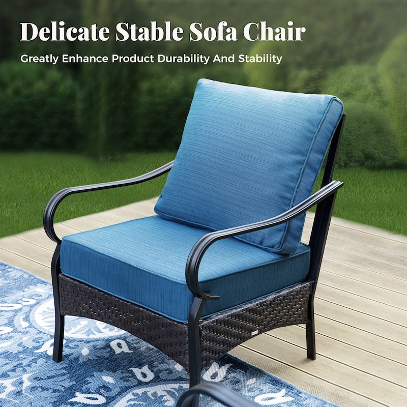 MAISON ARTS 4-Piece Rattan Wicker Patio Furniture Set with Swivel Chairs, Metal Frame & Coffee Table for Outdoor Spaces