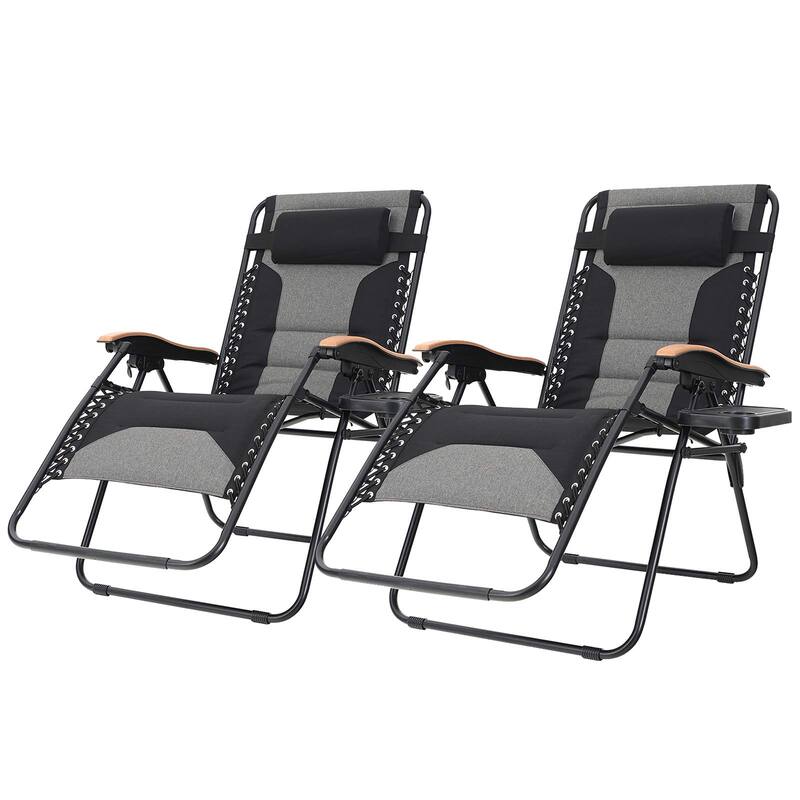 Padded Zero Gravity Chair 2 Pack Oversize Lounge Chair with Free Cup Holder