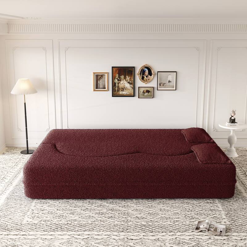 Convertible Teddy Fabric Foam-Filled Sleeper Sofa Bed