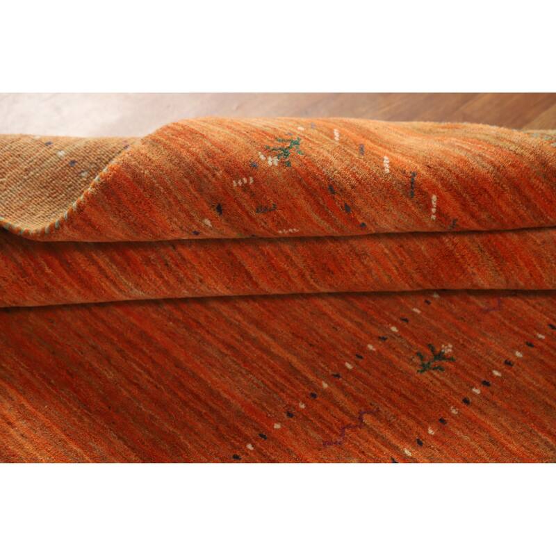 Orange Gabbeh Indian Rug Hand-Knotted Wool Carpet - 4'0"x 5'8"