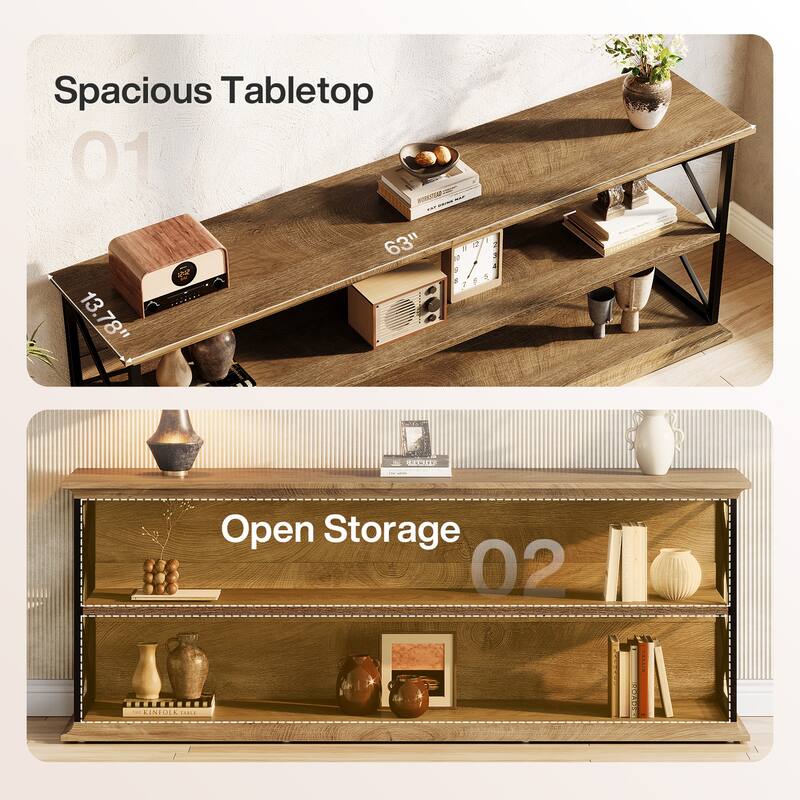 TV Stand for 55/60/65/75-Inch TVs, Entertainment Center with Shelves, Media TV Console for Living Room, Bedroom
